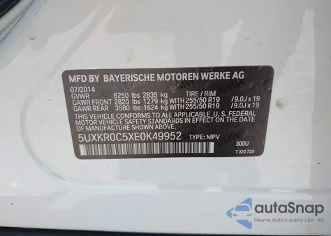2014 BMW X5 xDrive35I from USA, damaged, VIN 5UXKR0C5XE0K49952